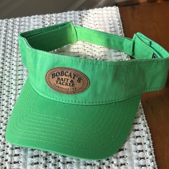 Bobcat’s Fishing Visor Adult Adjustable Logo Leather Green Clarkesville, VA NEW - Picture 1 of 9